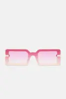 Square Frame Color Lens Jaguar Temple Detail Nose Pad Imported Eyewear(Pink/combo,OS)