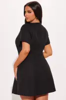 Elegant Rhinestone-Embellished Tweed Mini Dress with Pleated Detail & Square Neckline(Black,XS)