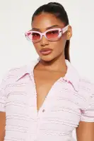 Product Title: Pink & Red Cat Eye Glasses with Color Lenses, Plastic Frame & Plaid Temple Design(Pink,OS)