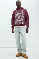 Burgundy Hoodie Long Sleeve Printed Cotton Polyester Imported(Burgundy,S)