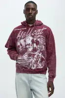 Burgundy Hoodie Long Sleeve Printed Cotton Polyester Imported