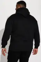 Hood Long Sleeve Embroidered Print Big & Tall Sweatshirt (Black)(Black,S)