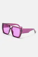 Purple Square Sunglasses with Color Lens and Plastic Frame(Purple,OS)