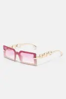 Square Frame Color Lens Jaguar Temple Detail Nose Pad Imported Eyewear(Pink/combo,OS)