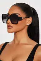 Square Frame Plastic Oversized Cut-Out Temple Detail Imported Sunglasses