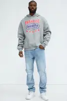 Heather Grey Screen Print Long Sleeve Cotton Polyester Hoodie(Heather Grey,S)