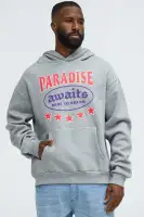 Heather Grey Screen Print Long Sleeve Cotton Polyester Hoodie