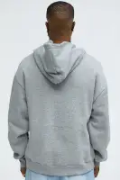 Heather Grey Screen Print Long Sleeve Cotton Polyester Hoodie(Heather Grey,S)