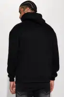 Hood Long Sleeve Embroidered Print Big & Tall Sweatshirt (Black)(Black,S)