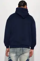Big & Tall Navy Hoodie Long Sleeve Embroidered Print(Navy,S)