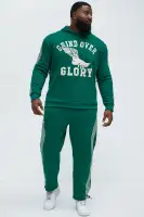 Green Hoodie Long Sleeve Screen Print Kangaroo Pocket Blend Fabric Imported(Green,S)