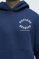 Navy Hoodie Long Sleeve Screen Print Cotton Polyester Imported(Navy,S)