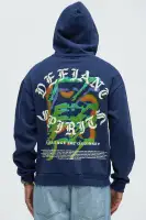 Navy Hoodie Long Sleeve Screen Print Cotton Polyester Imported(Navy,S)