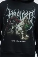 Black Screen-Printed Long Sleeve Cotton-Polyester Hoodie(Black,S)