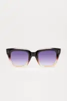 Brown & Purple Square Sunglasses - Standard Lens Plastic Frame with Ombre Design(Brown,OS)