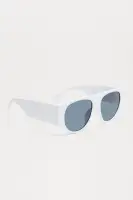 Shield Sunglasses - Black and White Standard Lens Plastic Frame(White,OS)