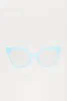 Stylish Cat Eye Glasses with Blue Light Lens, Plastic Frame in Purple & Blue(Blue,OS)