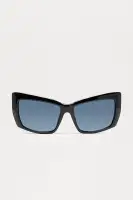 Cat Eye Plastic Frame Sunglasses - Black/Black & White Combo with Standard Lenses(Black/Black,OS)