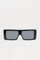 Shield Plastic Frame Standard Lens Temple Detail Imported Sunglasses(Black,OS)