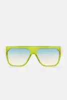 Square Frame Plastic Standard Lens Imported Sunglasses (Black & White)(Green,OS)