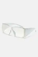 Gold & Silver Shield Frame Rimless Oversized Sunglasses(Silver,OS)