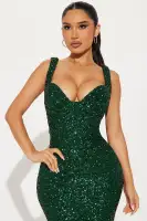 Elegant Sequin Maxi Dress with Padded Bra Cups & Hidden Zipper – Sleeveless Stretch Polyester – Hunter Green(Hunter,XS)