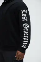 Black Long Sleeve Printed Cotton-Polyester Hoodie(Black,S)