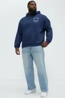 Navy Hoodie Long Sleeve Screen Print Cotton Polyester Imported(Navy,S)