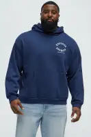 Navy Hoodie Long Sleeve Screen Print Cotton Polyester Imported(Navy,S)