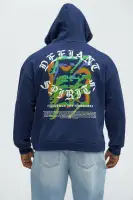 Navy Hoodie Long Sleeve Screen Print Cotton Polyester Imported(Navy,S)