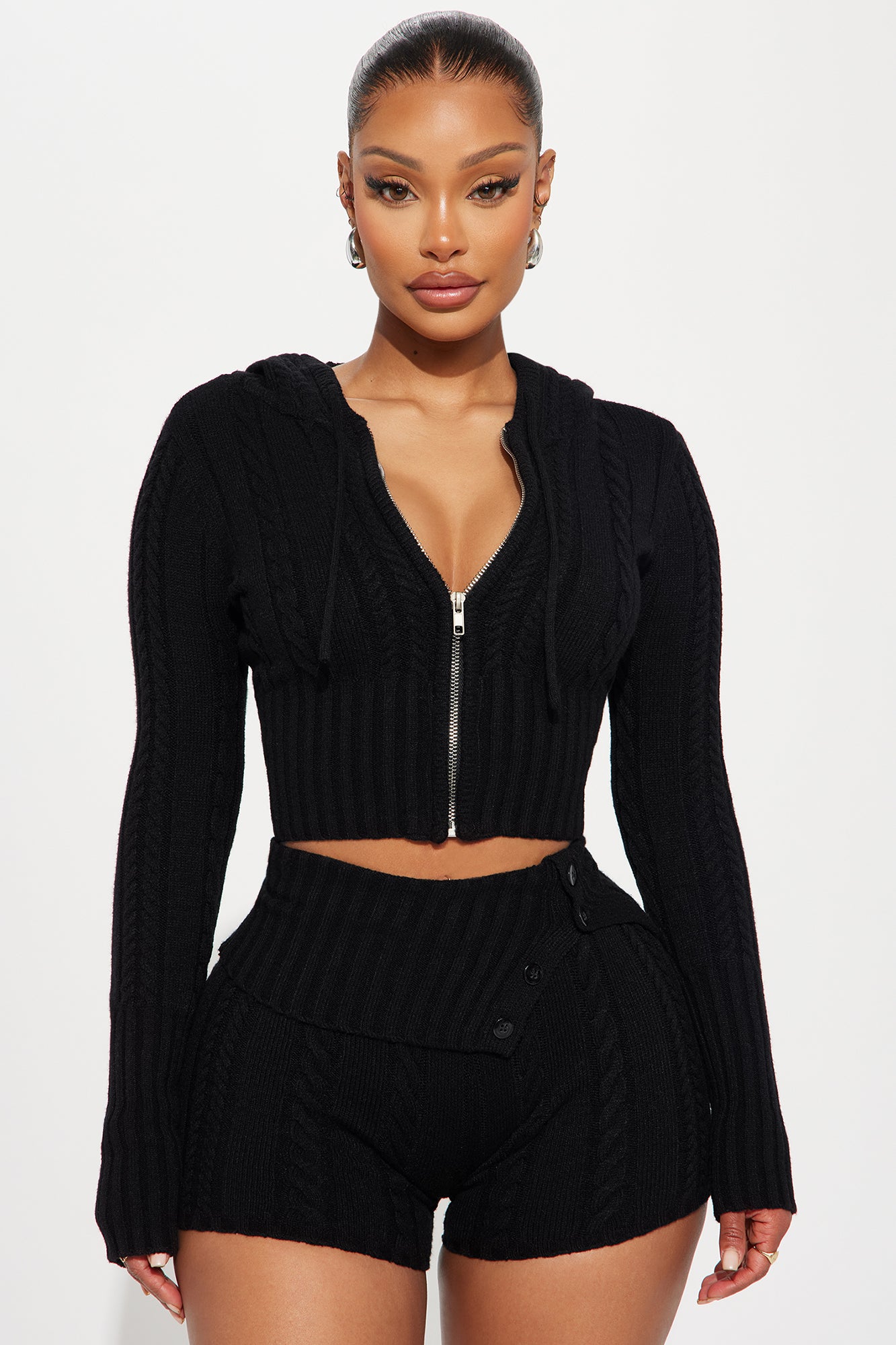 Cozy Velour Hoodie & Jogger Set - Front Zip Jacket & Wide Leg Pants