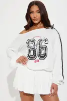 Elegant White One-Shoulder Bubble Mini Dress with Bow Detail & Graphic Print – Stretchy & Lined
