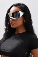 Rimless Mirror Lens Shield Frame in Silver