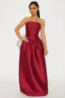 Elegant Marsala & Pink A-Line Gown – Sleeveless with Pleated Back & Zipper Closure