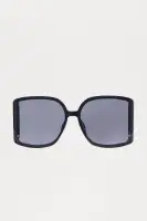 Cat Eye Sunglasses - Black & Brown Plastic Frame with Standard & Special Wrap Lenses(Black,OS)