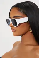 Shield Sunglasses - Black and White Standard Lens Plastic Frame
