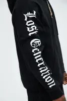 Black Long Sleeve Printed Cotton-Polyester Hoodie(Black,S)