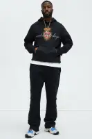 Untold Feelings Embroidered Pullover Hoodie(Black,S)