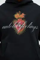 Untold Feelings Embroidered Pullover Hoodie(Black,S)