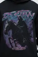 Hoodie Long Sleeve Screen Print Kangaroo Pocket(Black,S)