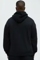 Hoodie Long Sleeve Screen Print Kangaroo Pocket(Black,S)