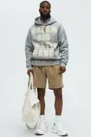 Heather Grey Hoodie Long Sleeve Printed Cotton Polyester Imported(Heather Grey,S)