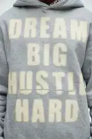 Heather Grey Hoodie Long Sleeve Printed Cotton Polyester Imported(Heather Grey,S)