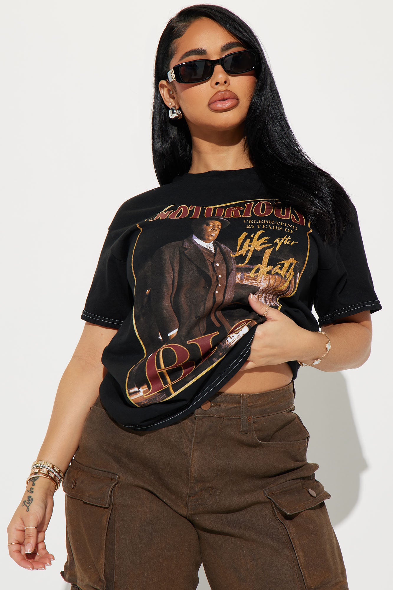 Men's Biggie Graphic Crew Neck T-Shirt - 100% Cotton Black Wash Short Sleeve Tee