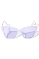 Purple Cat Eye Plastic Chain Temple Glasses(Purple,OS)