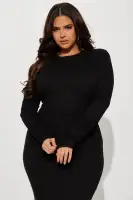 Elegant Black Ribbed Maxi Dress with High Neck & Long Sleeves – Button Back Closure, Stretchy Rayon Blend(Black,XS)