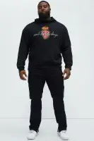 Untold Feelings Embroidered Pullover Hoodie(Black,S)