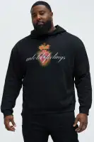 Untold Feelings Embroidered Pullover Hoodie(Black,S)