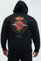 Untold Feelings Embroidered Pullover Hoodie(Black,S)