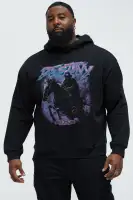 Hoodie Long Sleeve Screen Print Kangaroo Pocket(Black,S)
